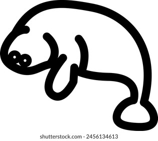 Line style icon related to sea animal, manatee, pinniped, sea mammal