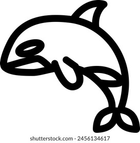 Line style icon related to sea animal, killer whale, sea mammal