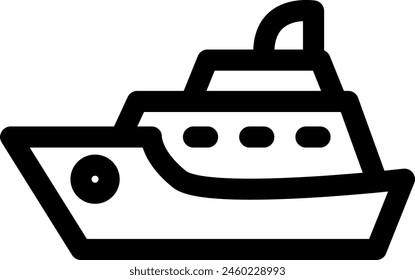 Line style icon related to travel, ship, cruise, watercraft, voyage, sailing, large ship, boat, vehicle, transportation