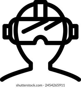 Line style icon related to VR, mask, goggles, simulation, simulated experience