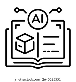 A line style icon representing an ai book 