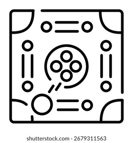 A line style icon representing carrom board