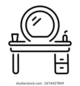 Icono de estilo de línea que representa un tocador