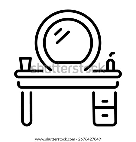 Line style icon representing a dressing table