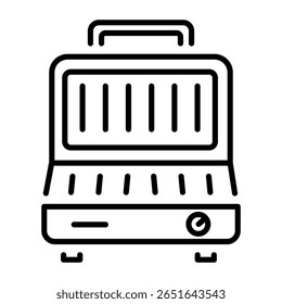Un icono de estilo de línea que representa la parrilla eléctrica