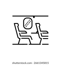 Icono de estilo de línea que representa a un asistente de vuelo en uniforme