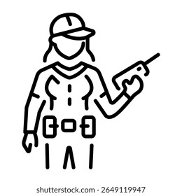 Icono de estilo de línea que representa a una persona del guardabosques