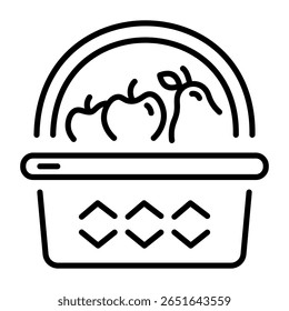 A line style icon representing fruit basket
