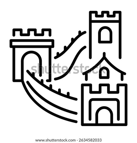 A line style icon representing great wall of china 