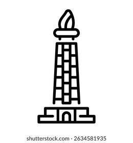 Ein Linienstil-Symbol, das die Juche-Architektur darstellt 