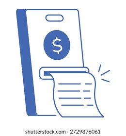 Um ícone de estilo de linha representando o faturamento on-line 



