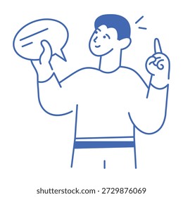 Um ícone de estilo de linha representando a opinião 



