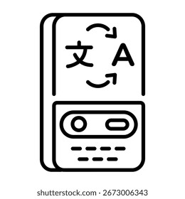 Ein Liniensymbol, das ein Taschenübersetzungsgerät darstellt 