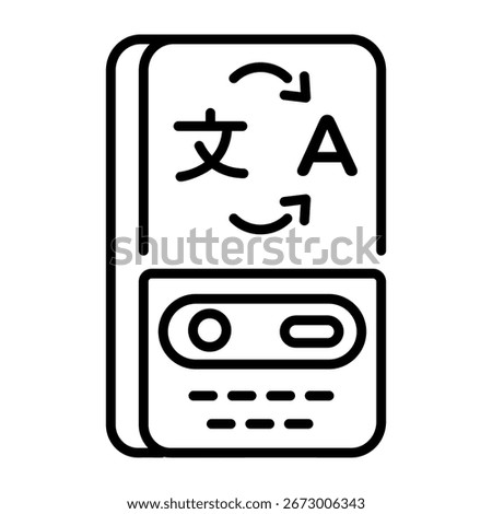A line style icon representing a pocket translator device 