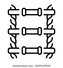 Icono de estilo de línea que representa una escalera de cuerda 