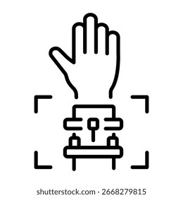 Ein Linienstil-Symbol, das ein Sensorarmband-Gadget darstellt