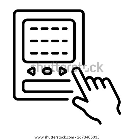 A line style icon representing a tactile display screen
