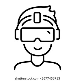 Um ícone de estilo de linha representando um headset vr