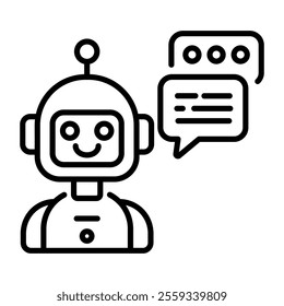 A line style icon of a robot chat 