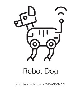 Here’s a line style icon of robot dog 