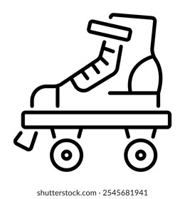 A line style icon of roller skates