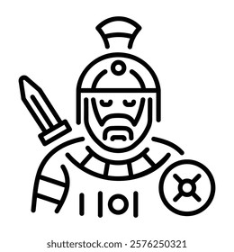 A line style icon of roman warrior 