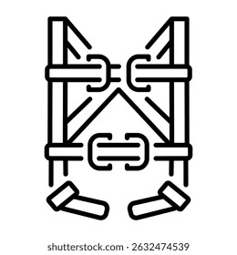 Um ícone de estilo de linha de arnês de segurança