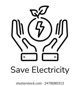 A line style icon of save electricity 