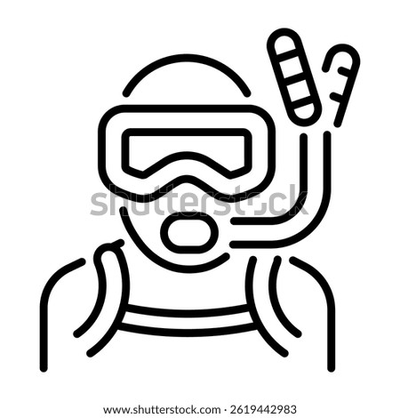 A line style icon of a scuba diving