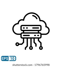 line style icon of server. vector illustration for graphic design, website, UI isolated on white background. EPS 10