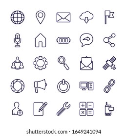 Line Style Icon Set Design, Social Media Multimedia Kommunikation Digital Marketing Internet Web-Verbindung Vektorillustration-Verbindung Illustration