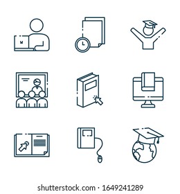 Strichcode-Set-Design, Schulunterricht im Vorschulunterricht und Vektorillustration des Grundschulunterrichts