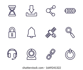line style icon set design, Social media multimedia communication digital marketing internet web and connect theme Vector illustration
