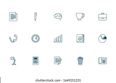 Line style icon set design, Office business objects workforce corporate job work occupation and communication theme Vector illustration