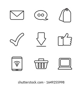 Line style icon set design, Social media multimedia communication digital marketing internet web and connect theme Vector illustration