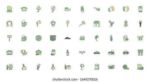 Line style icon set design, Saint patricks day ireland celebration fortune irish natural and lucky theme Vector illustration