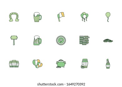 Line style icon set design, Saint patricks day ireland celebration fortune irish natural and lucky theme Vector illustration