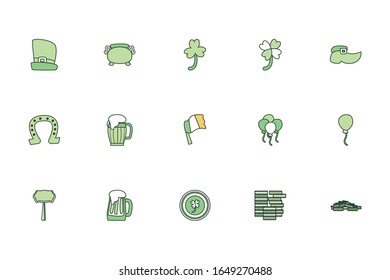 Line style icon set design, Saint patricks day ireland celebration fortune irish natural and lucky theme Vector illustration
