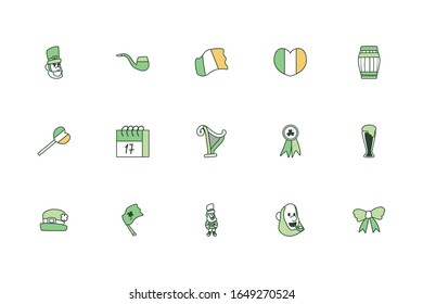 Line style icon set design, Saint patricks day ireland celebration fortune irish natural and lucky theme Vector illustration