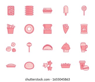 line style icon set design, fast food eat restaurant menu dinner lunch cooking and meal theme Vector illustration