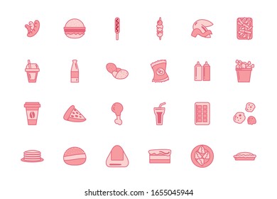 line style icon set design, fast food eat restaurant menu dinner lunch cooking and meal theme Vector illustration