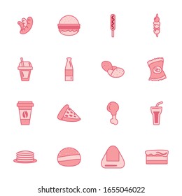 diseño de conjunto de íconos de estilo línea, comida rápida menú de restaurante cena comida comida comida comida y comida tema de la comida Ilustración del vector