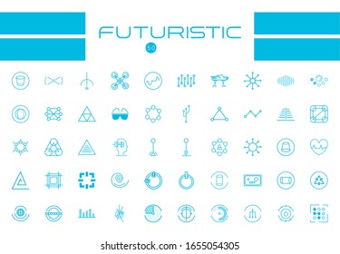 diseño de conjunto de iconos estilo línea, tecnología virtual futurista innovación moderna tecnología de entretenimiento digital y tema de simulación Ilustración vectorial