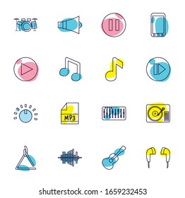 line style icon set design, Music sound melody song musical art and composition theme Vector illustration