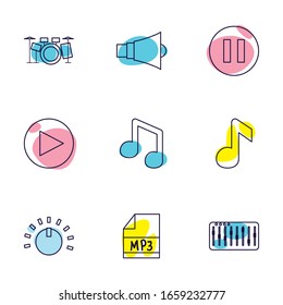 line style icon set design, Music sound melody song musical art and composition theme Vector illustration