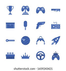 line style icon set design, Videogame play leisure gaming technology entertainment obsession digital and lifestyle theme Vector illustration