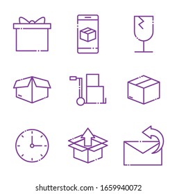 Liniendesign, Lieferlogistik-Transportwarenwarenindustrie und Vektorillustration-Illustration zum Thema 