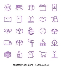 line style icon set design, Delivery logistics transportation shipping service warehouse industry and global theme Vector illustration