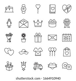 line style icon set design, happy mothers day love relationship decoration celebration greeting and invitation theme Vector illustration