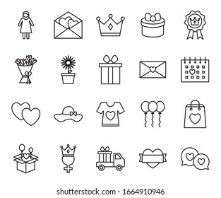 line style icon set design, happy mothers day love relationship decoration celebration greeting and invitation theme Vector illustration